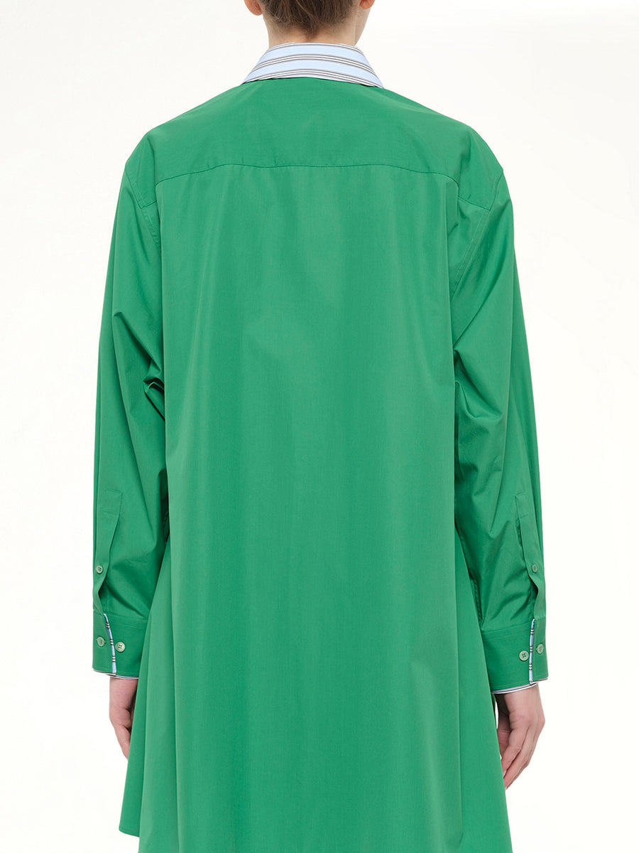 Cotton Poplin Shirt Dress in Green
