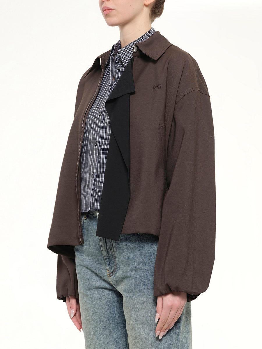 Fluid Viscose & Wool Jacket in Brown