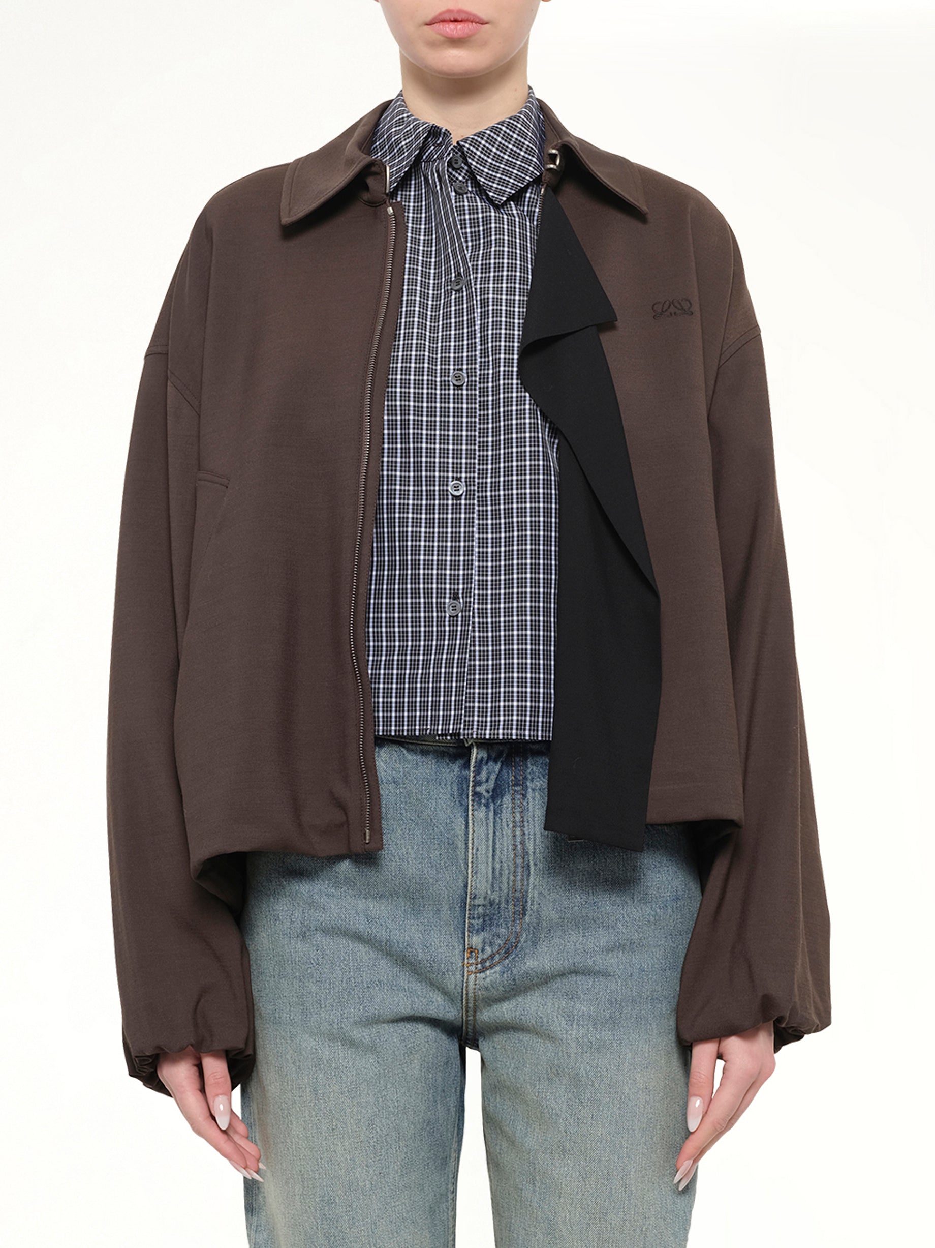 Fluid Viscose & Wool Jacket in Brown
