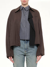 Fluid Viscose & Wool Jacket in Brown