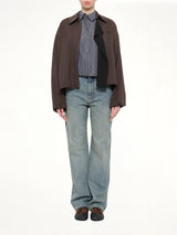 Fluid Viscose & Wool Jacket in Brown