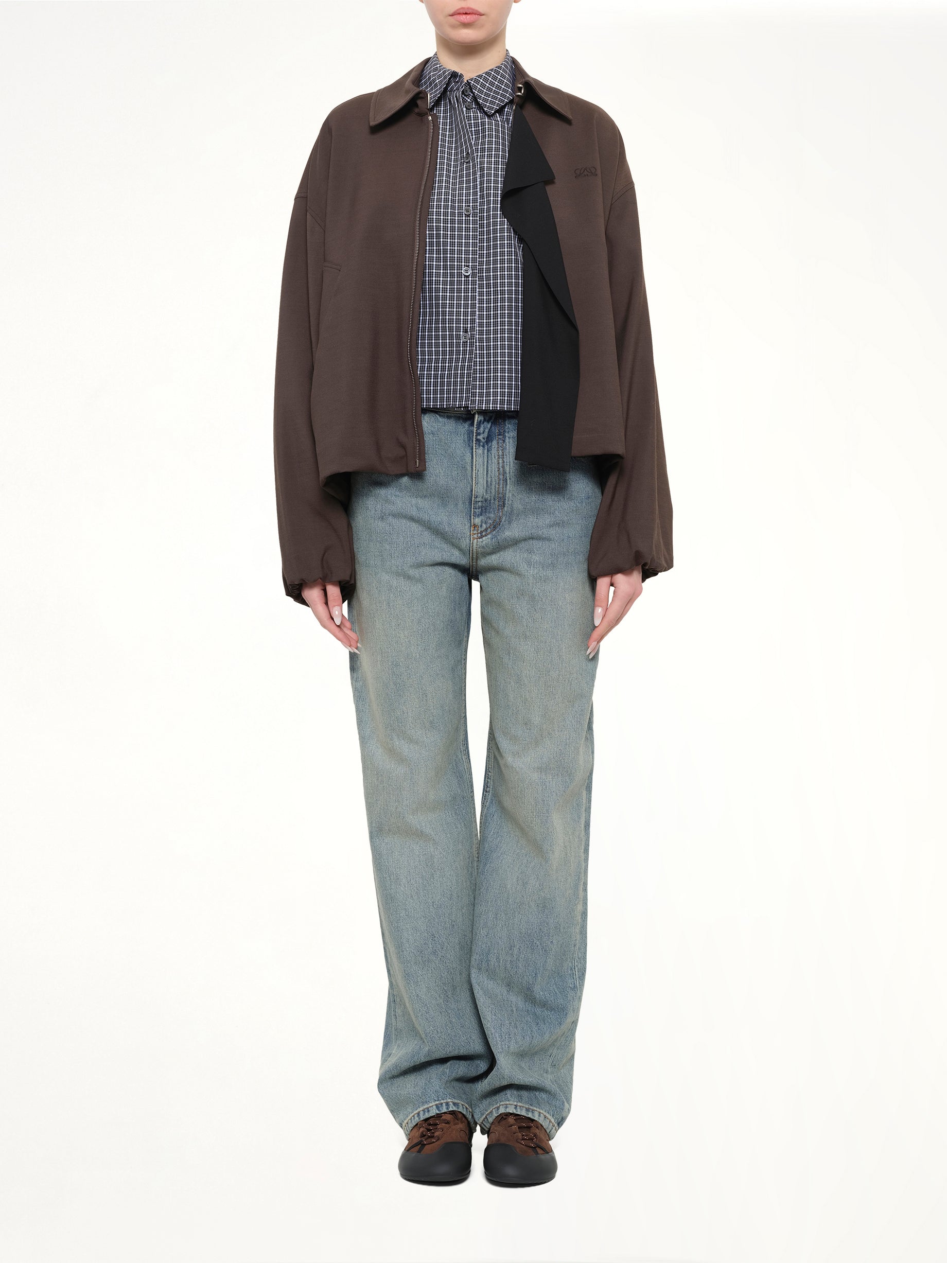 Fluid Viscose & Wool Jacket in Brown