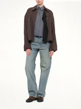 Fluid Viscose & Wool Jacket in Brown