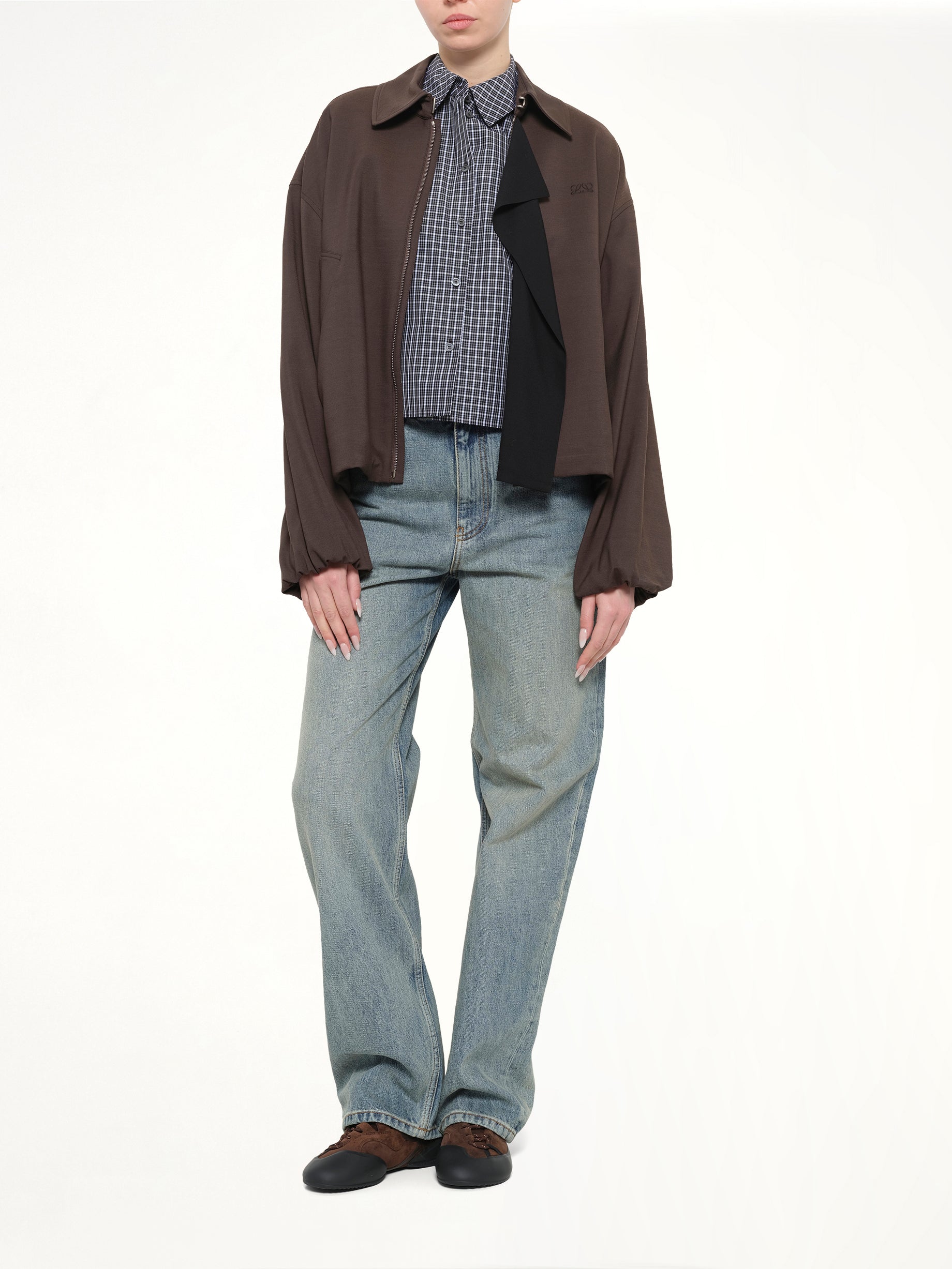 Fluid Viscose & Wool Jacket in Brown