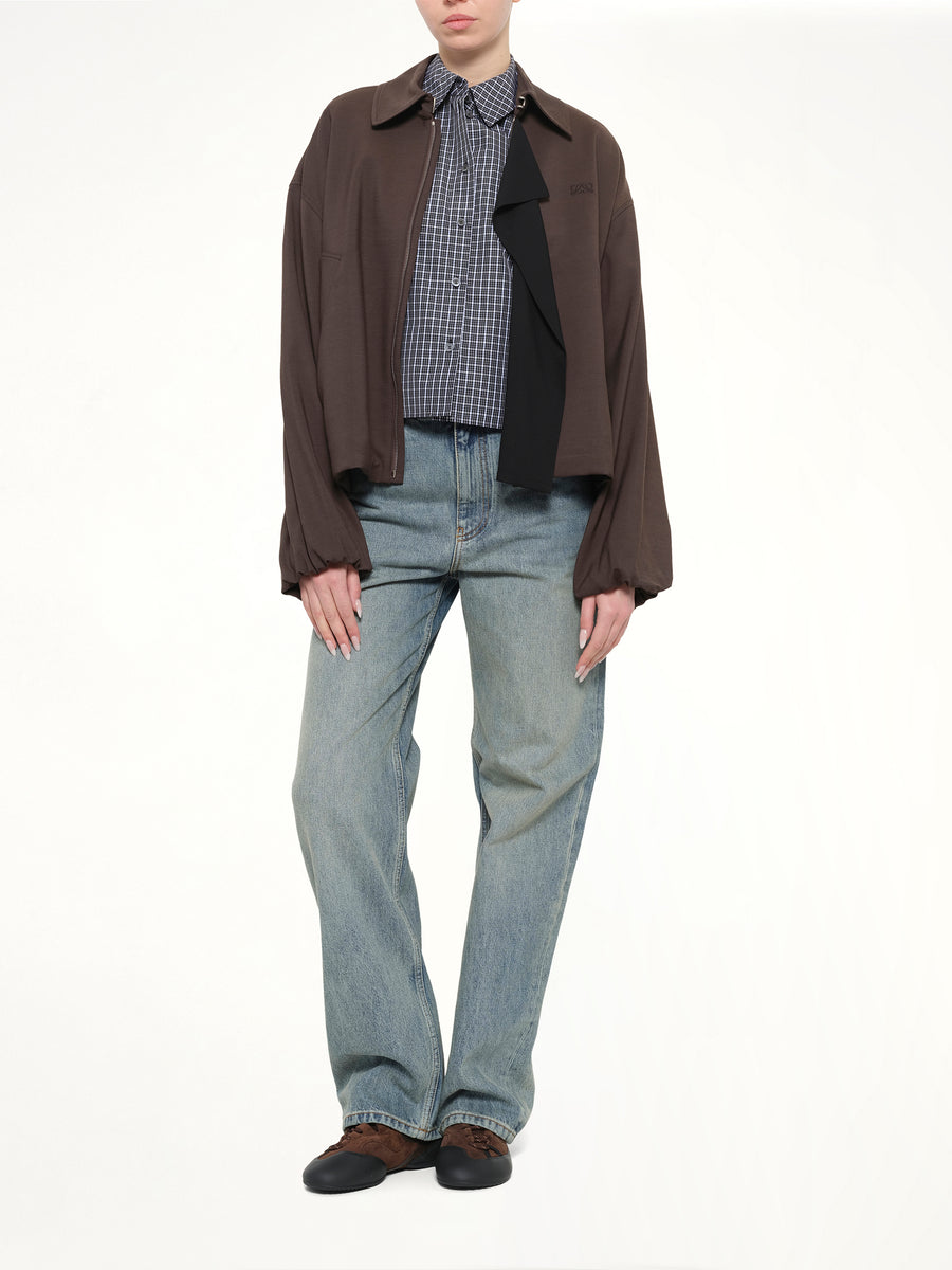 Fluid Viscose & Wool Jacket in Brown