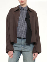 Fluid Viscose & Wool Jacket in Brown