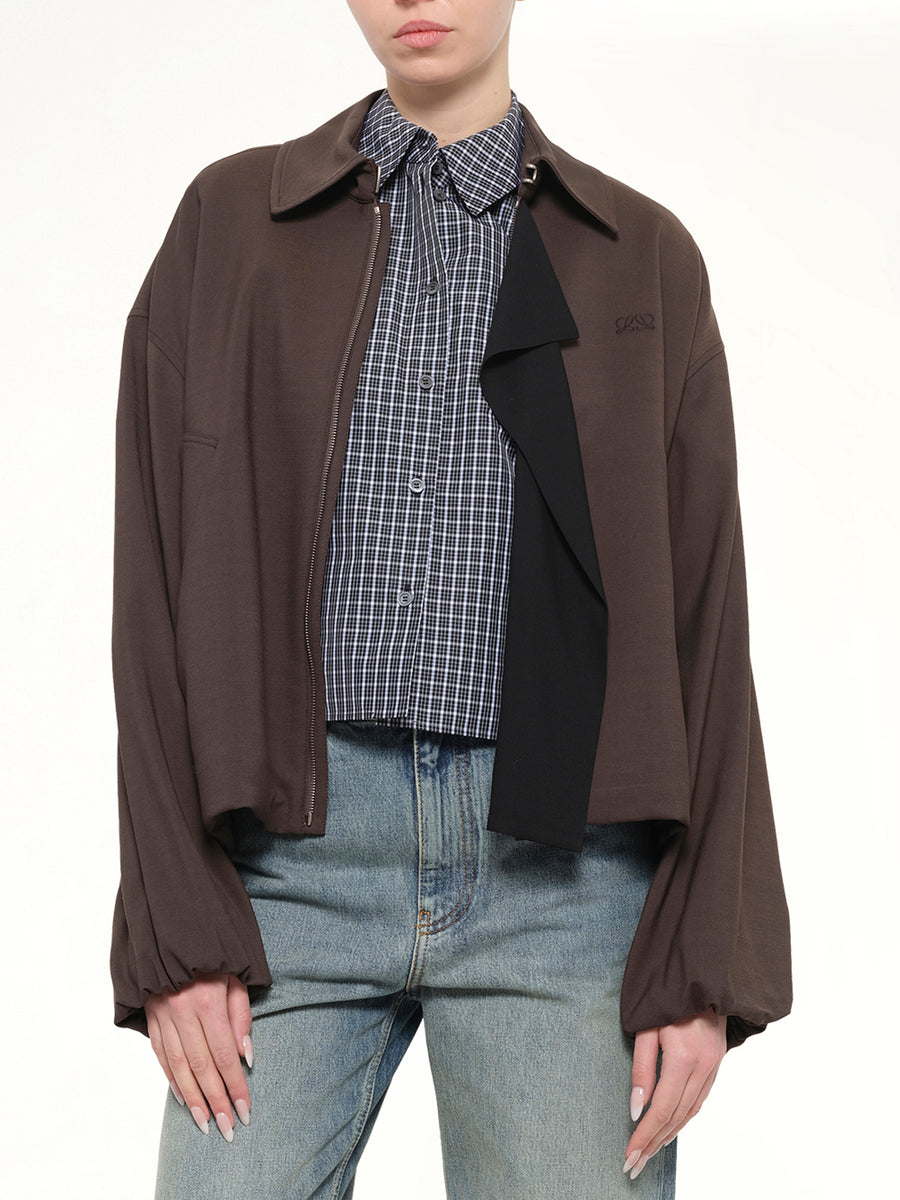 Fluid Viscose & Wool Jacket in Brown