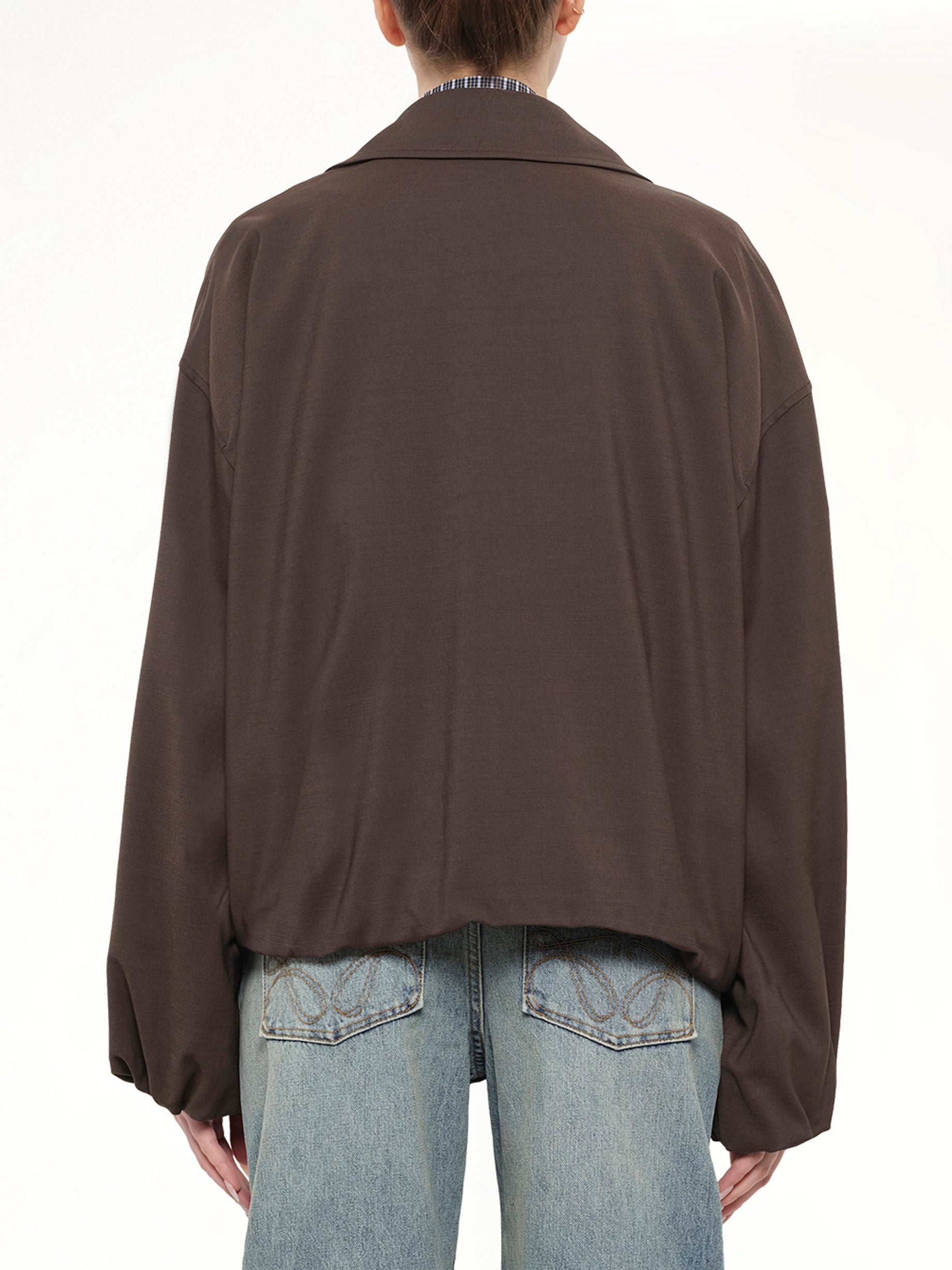 Fluid Viscose & Wool Jacket in Brown