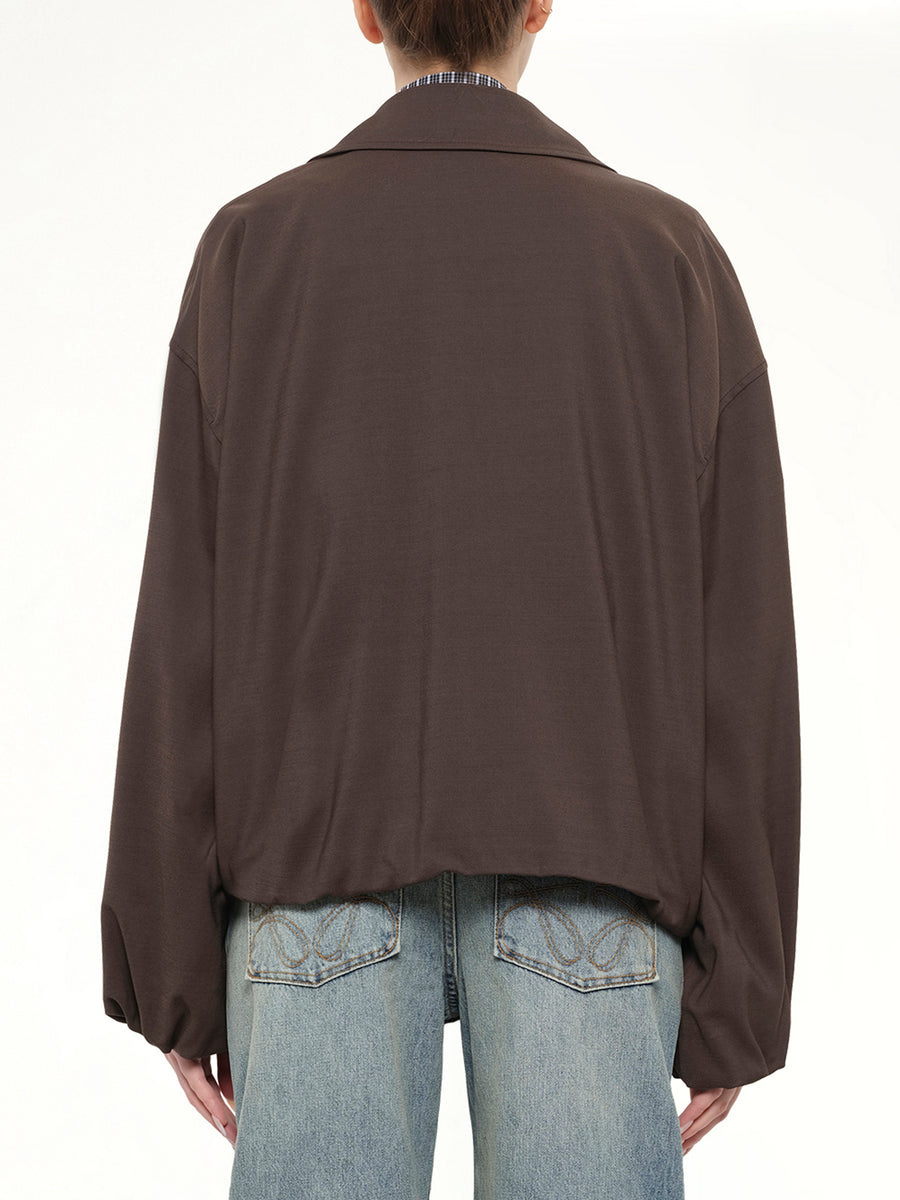 Fluid Viscose & Wool Jacket in Brown