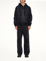 Hooded Shearling Reversible Jacket in Navy/Brown