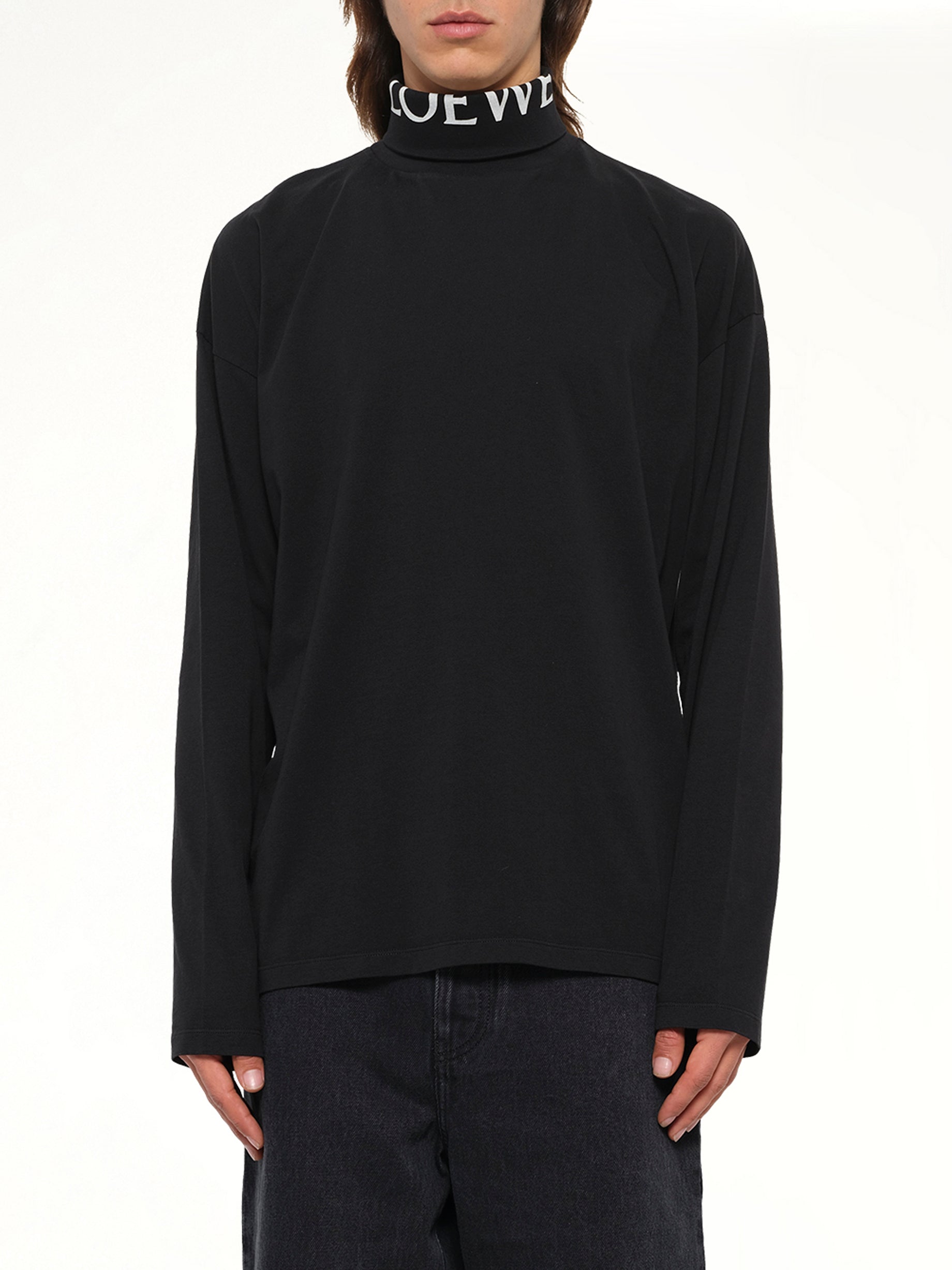 Logo Neck Top in Black