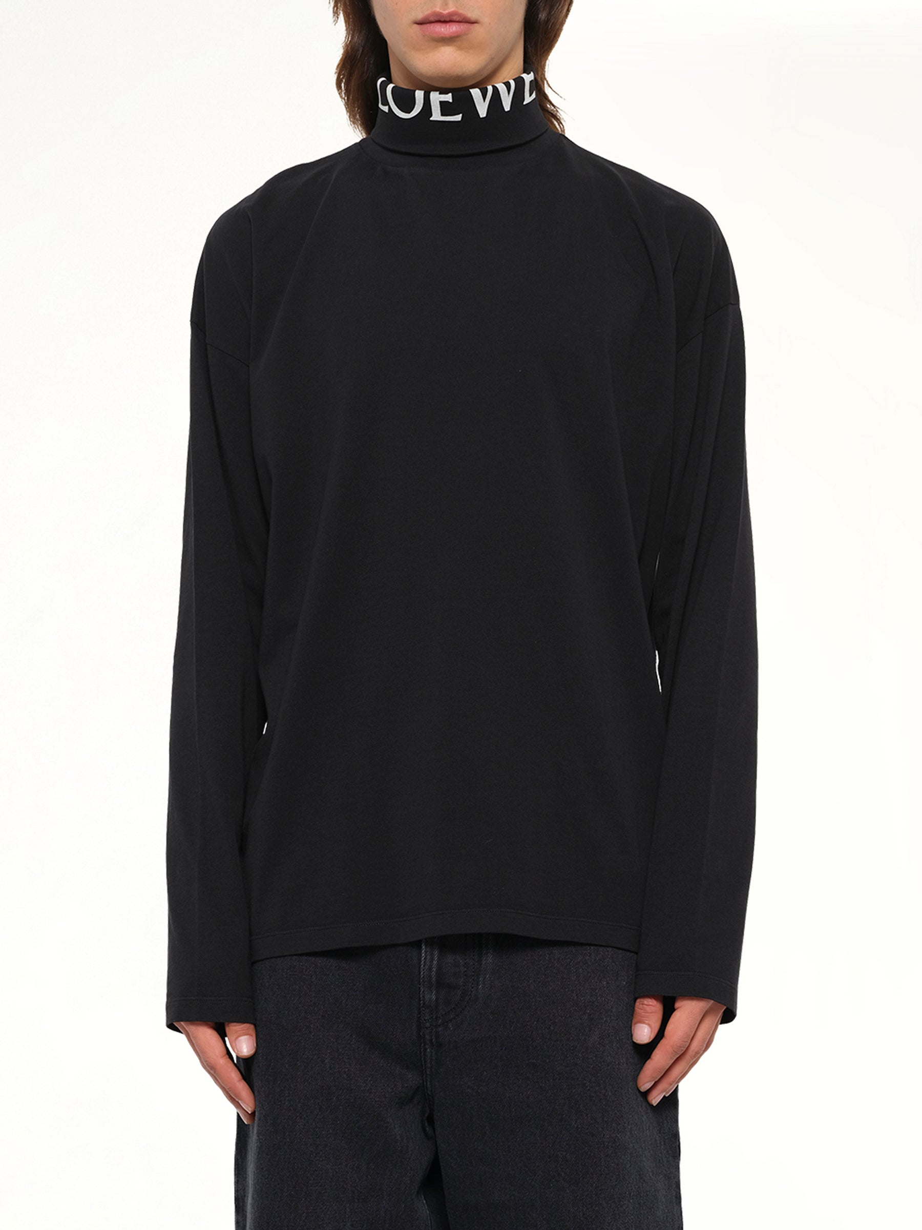 Logo Neck Top in Black