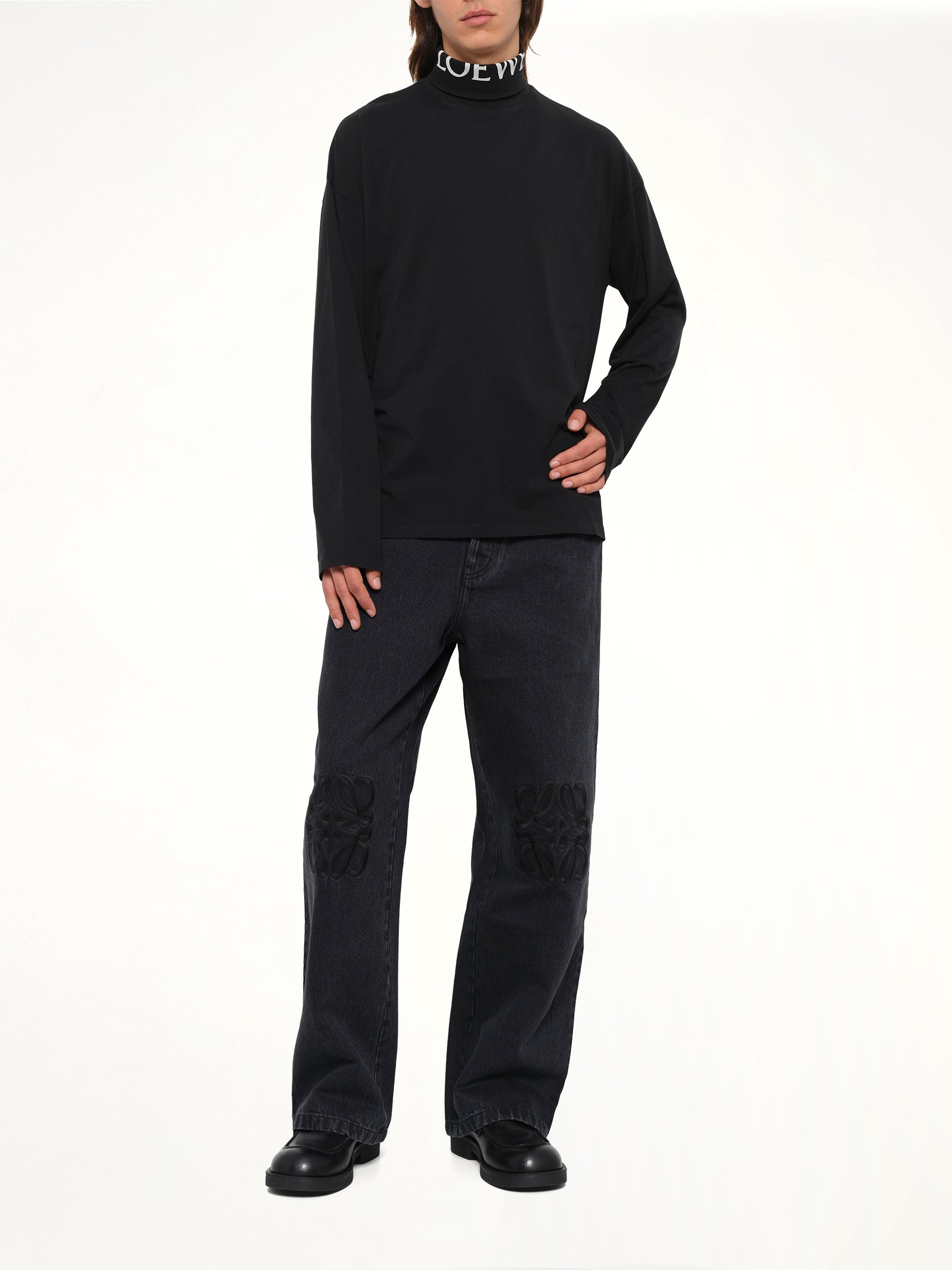 Logo Neck Top in Black