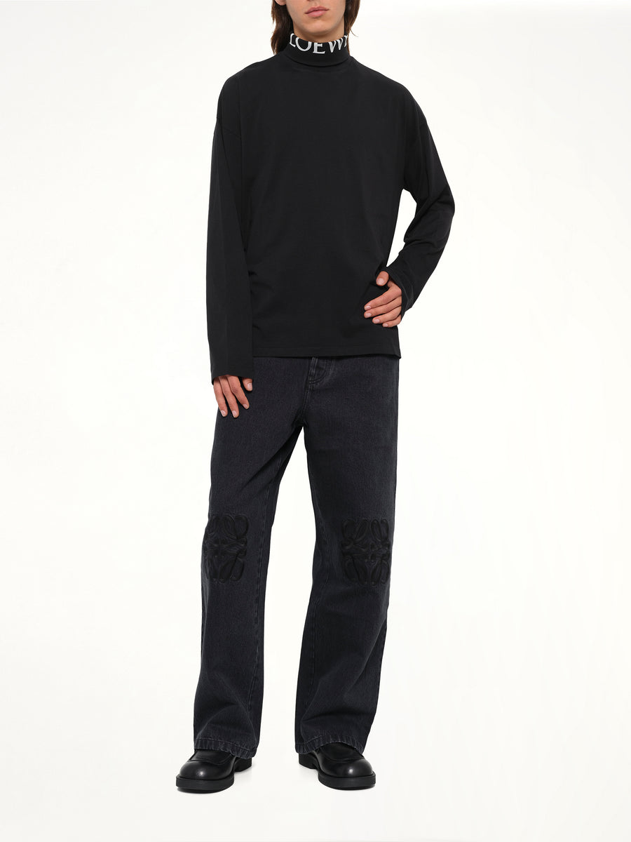 Logo Neck Top in Black