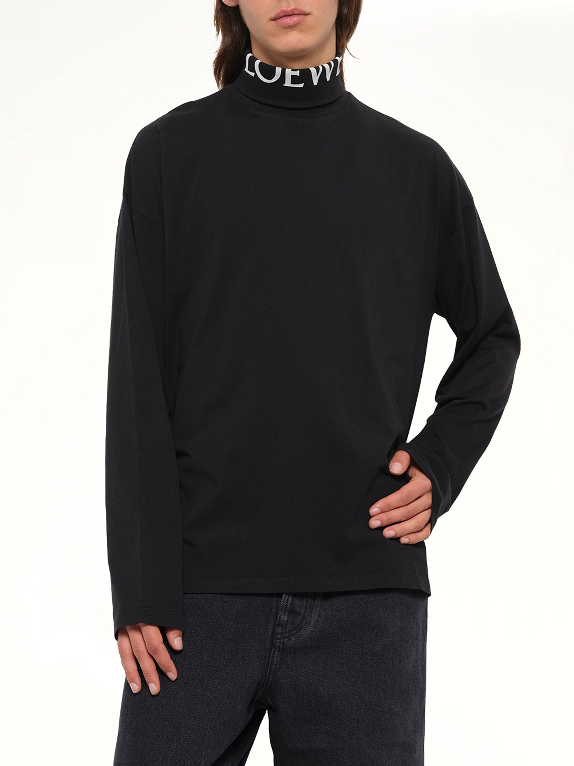 Logo Neck Top in Black