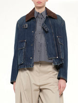 Short Denim Parka in Dark Blue
