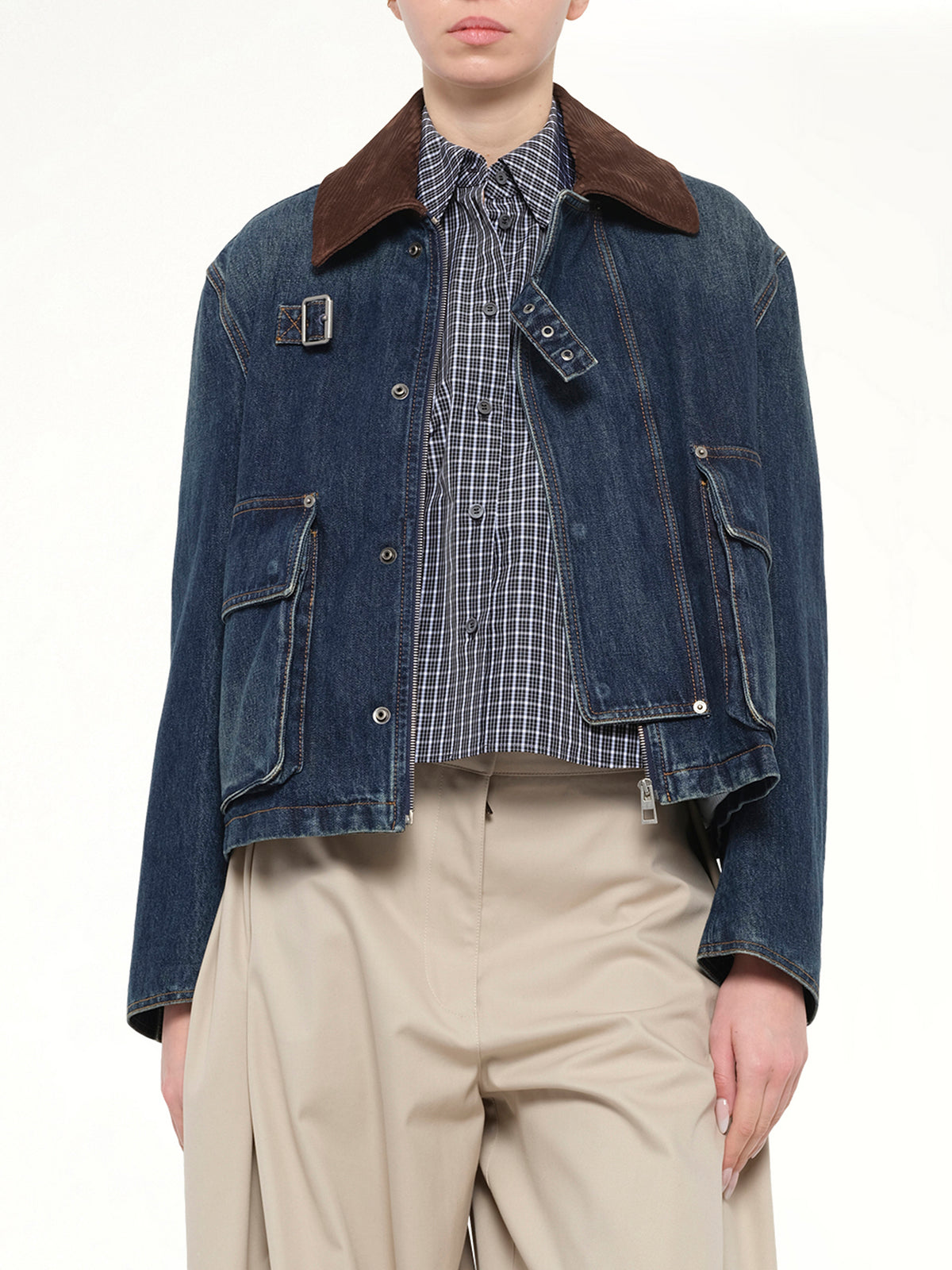 Short Denim Parka in Dark Blue