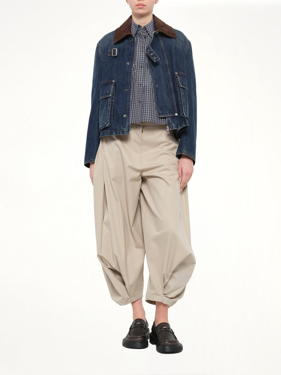 Short Denim Parka in Dark Blue