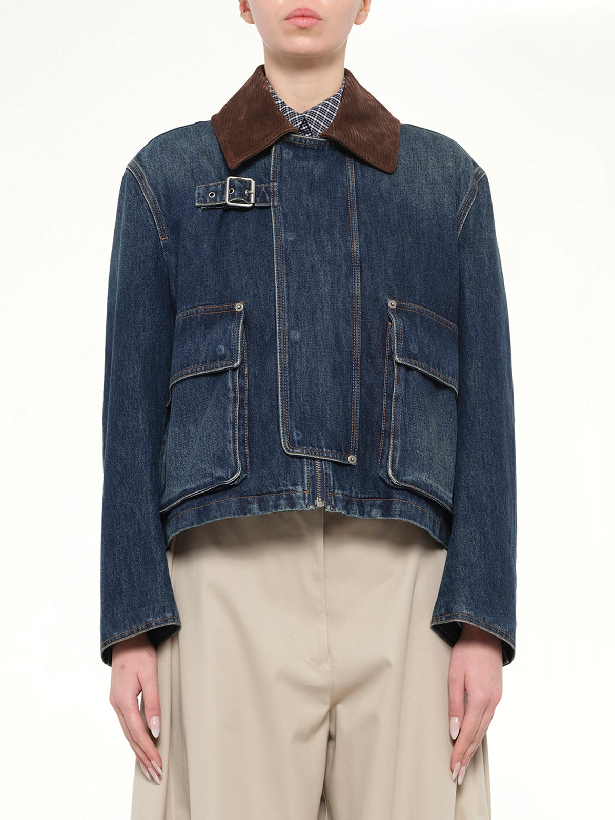 Short Denim Parka in Dark Blue