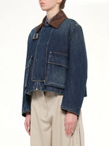 Short Denim Parka in Dark Blue