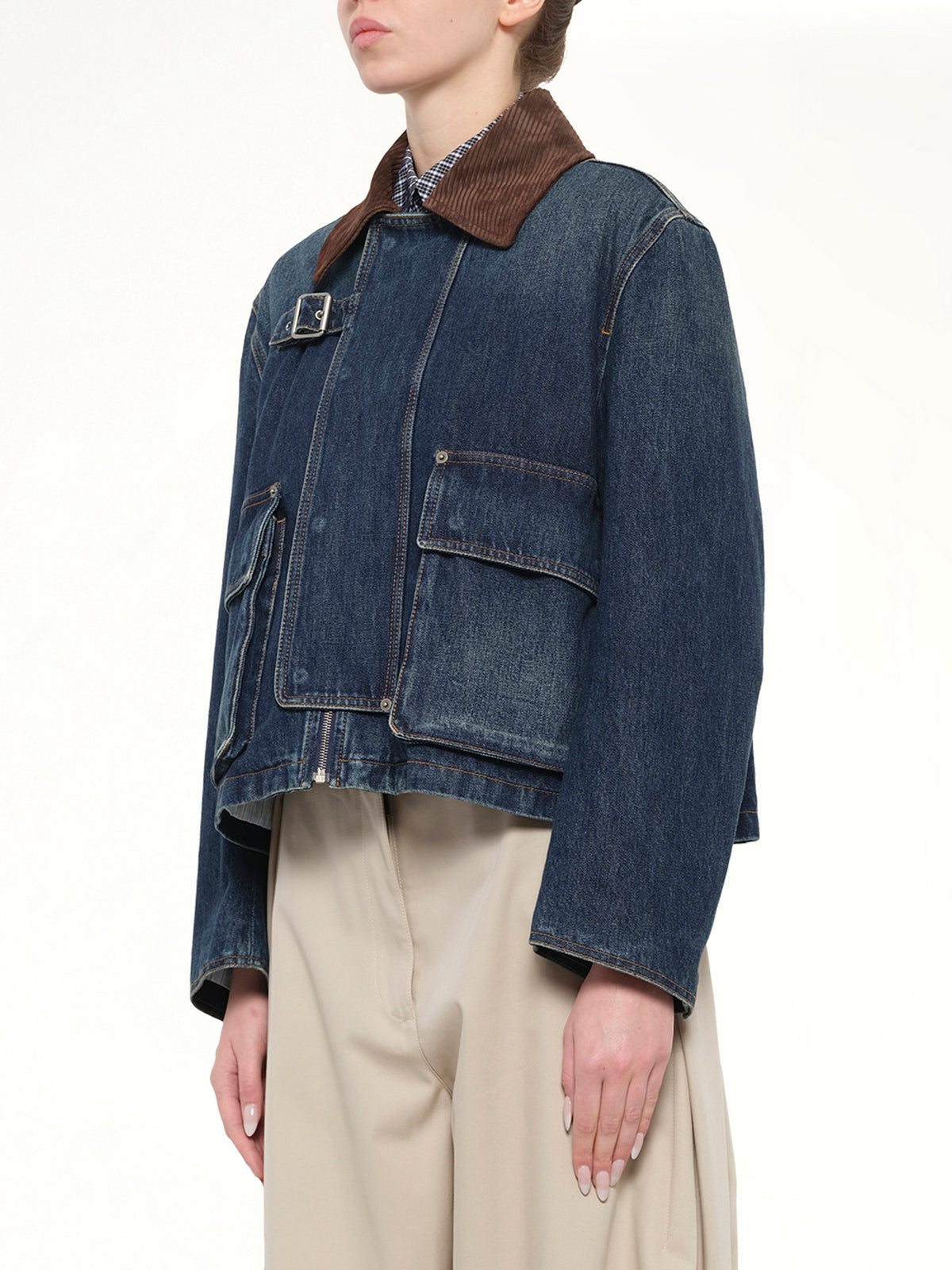 Short Denim Parka in Dark Blue