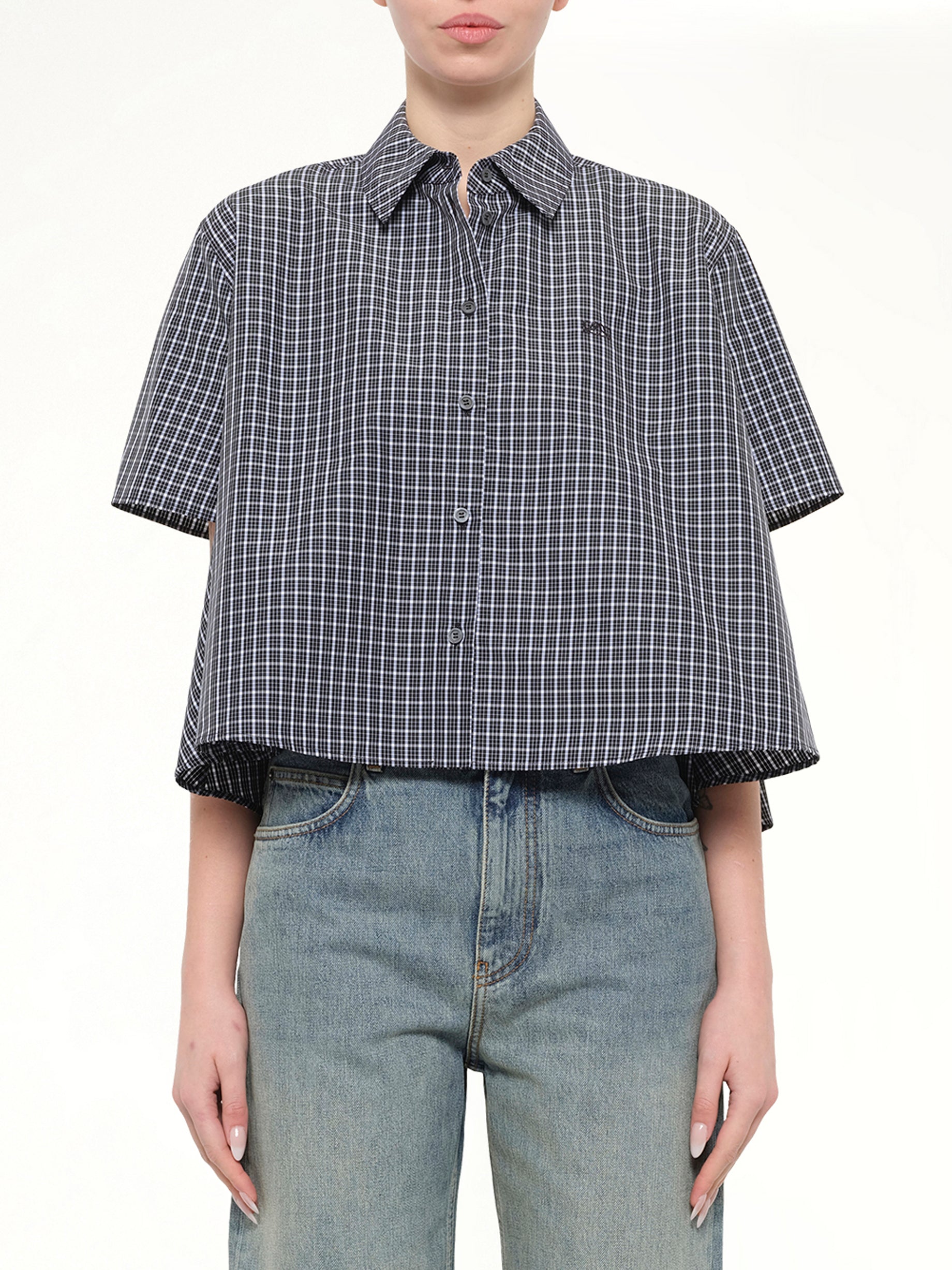 Short Sleeve Trapeze Shirt in Black/White