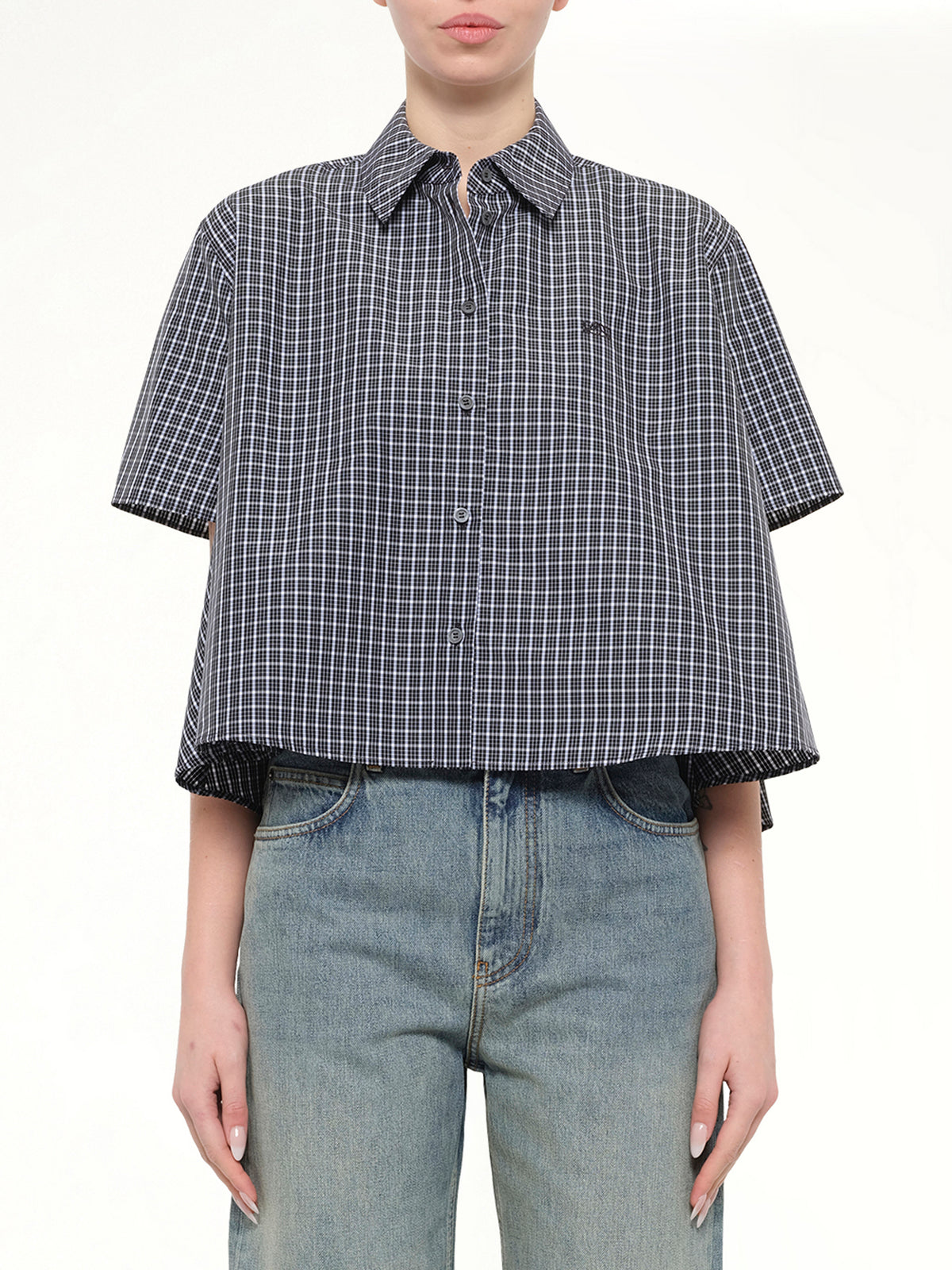 Short Sleeve Trapeze Shirt in Black/White