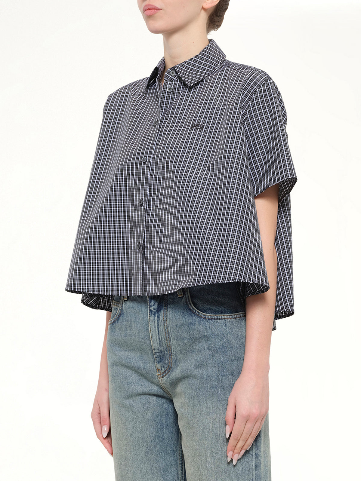 Short Sleeve Trapeze Shirt in Black/White