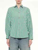 Striped Cotton Poplin Shirt in Green/White