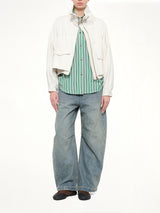 Striped Cotton Poplin Shirt in Green/White