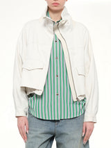 Striped Cotton Poplin Shirt in Green/White