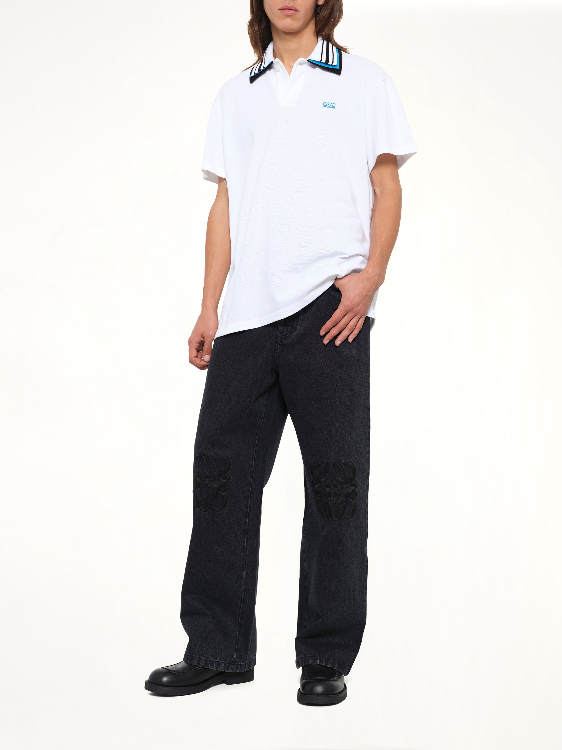 Tonal Anagram Baggy Jeans AF in Black