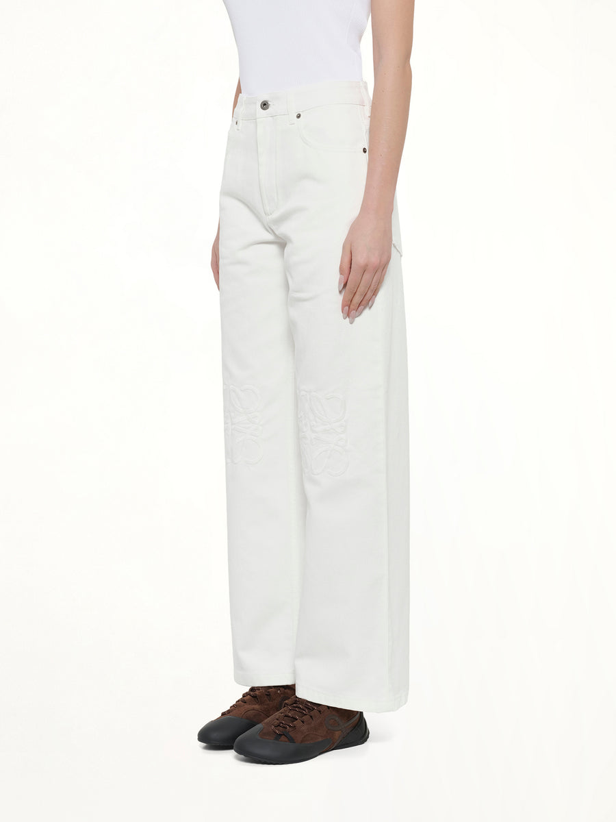 Tonal Anagram Baggy Jeans AF in White