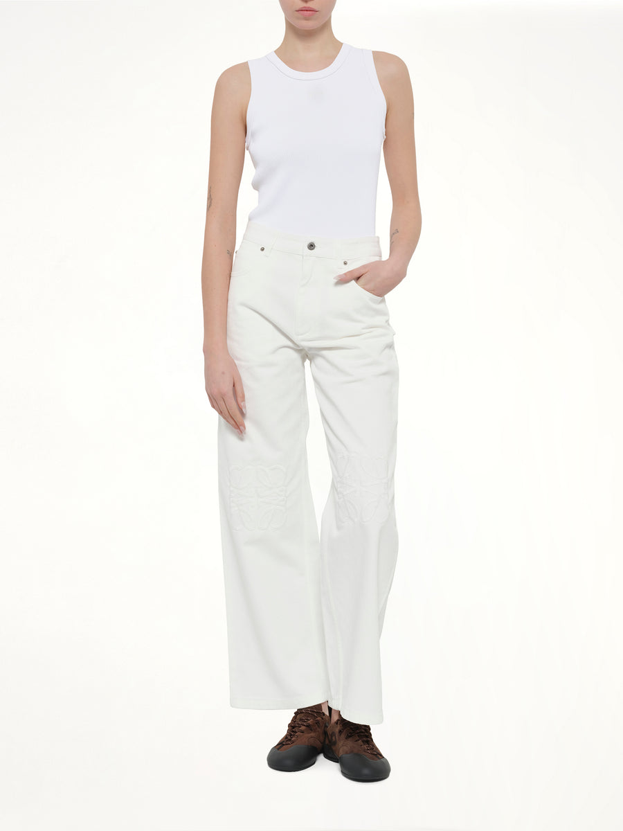Tonal Anagram Baggy Jeans AF in White
