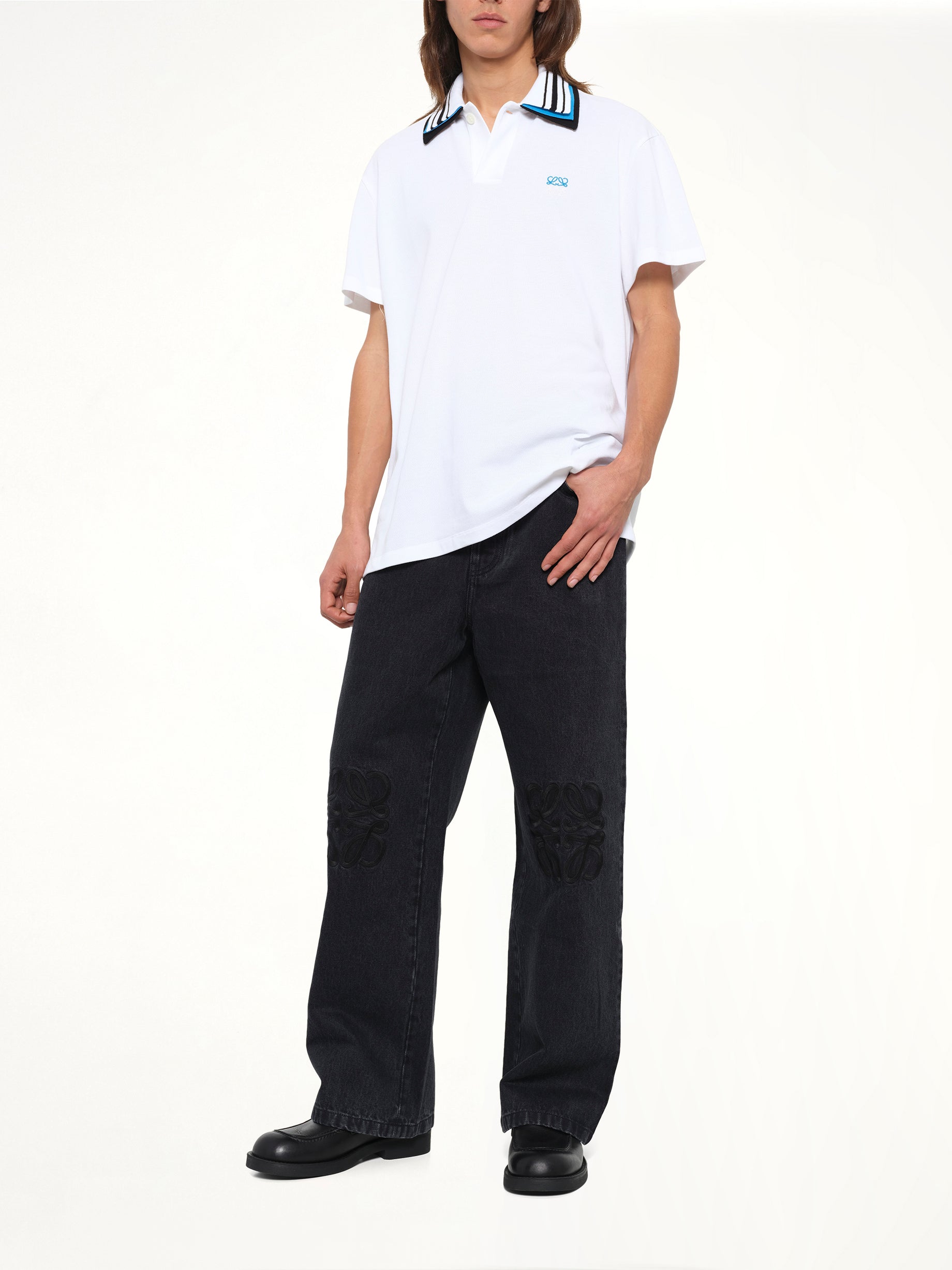 Two-Tone Polo in White