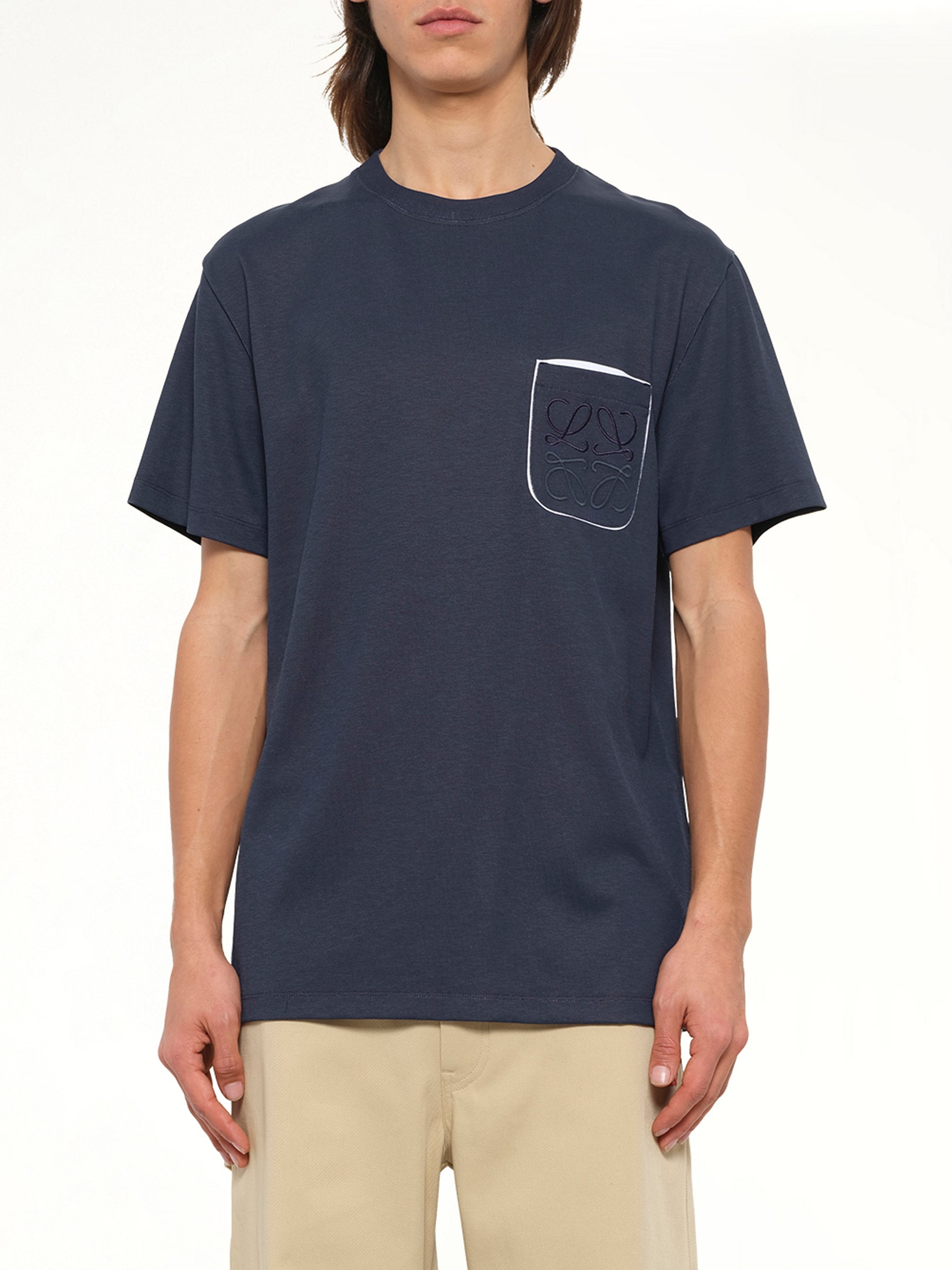 Two-Tone Regular Fit T-Shirt in Navy Blue