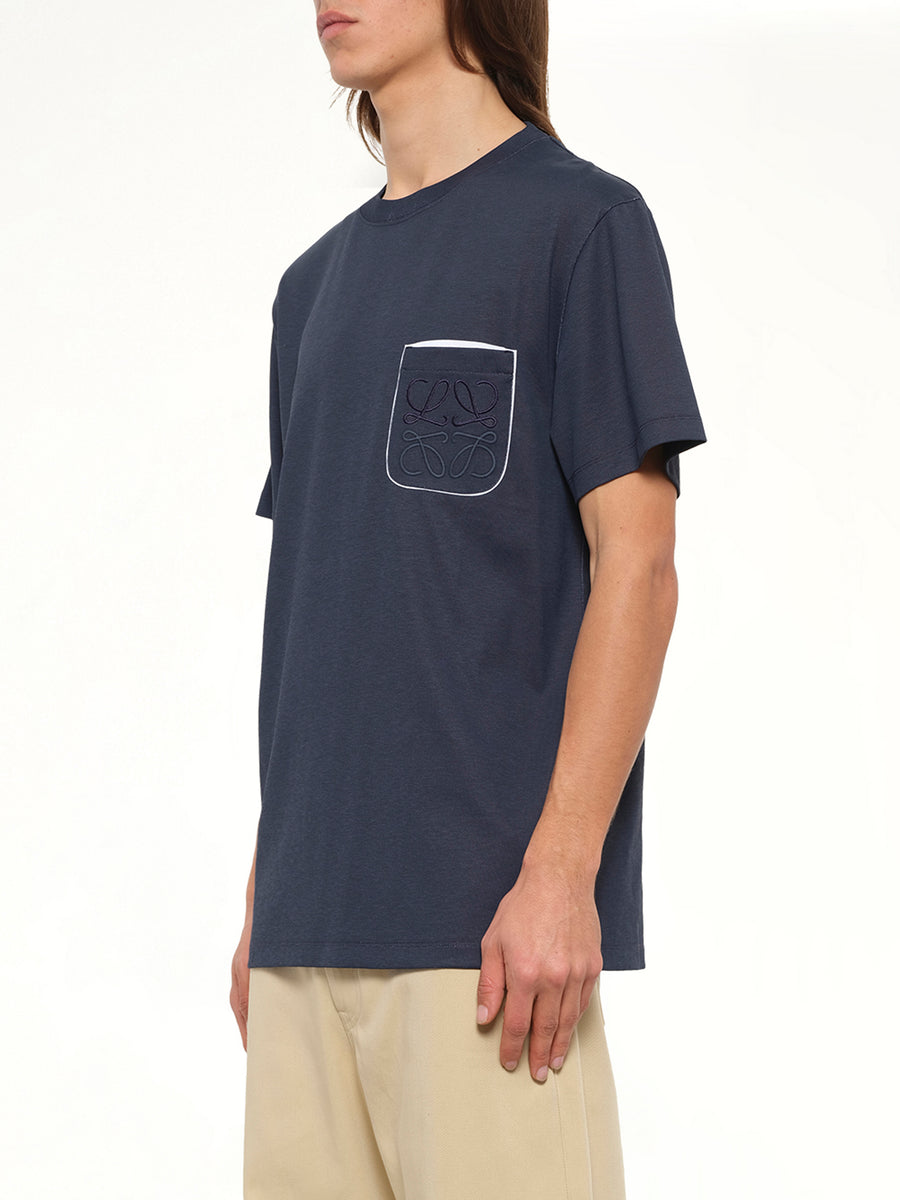 Two-Tone Regular Fit T-Shirt in Navy Blue