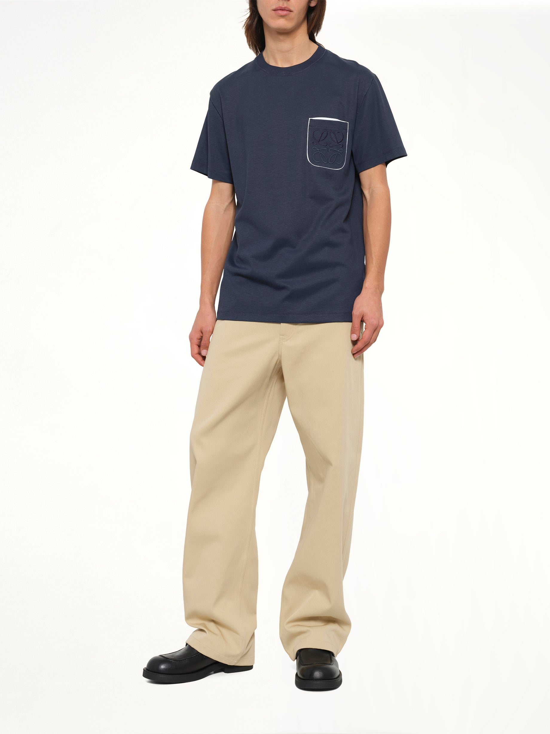 Two-Tone Regular Fit T-Shirt in Navy Blue