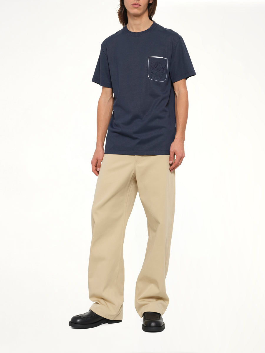 Two-Tone Regular Fit T-Shirt in Navy Blue