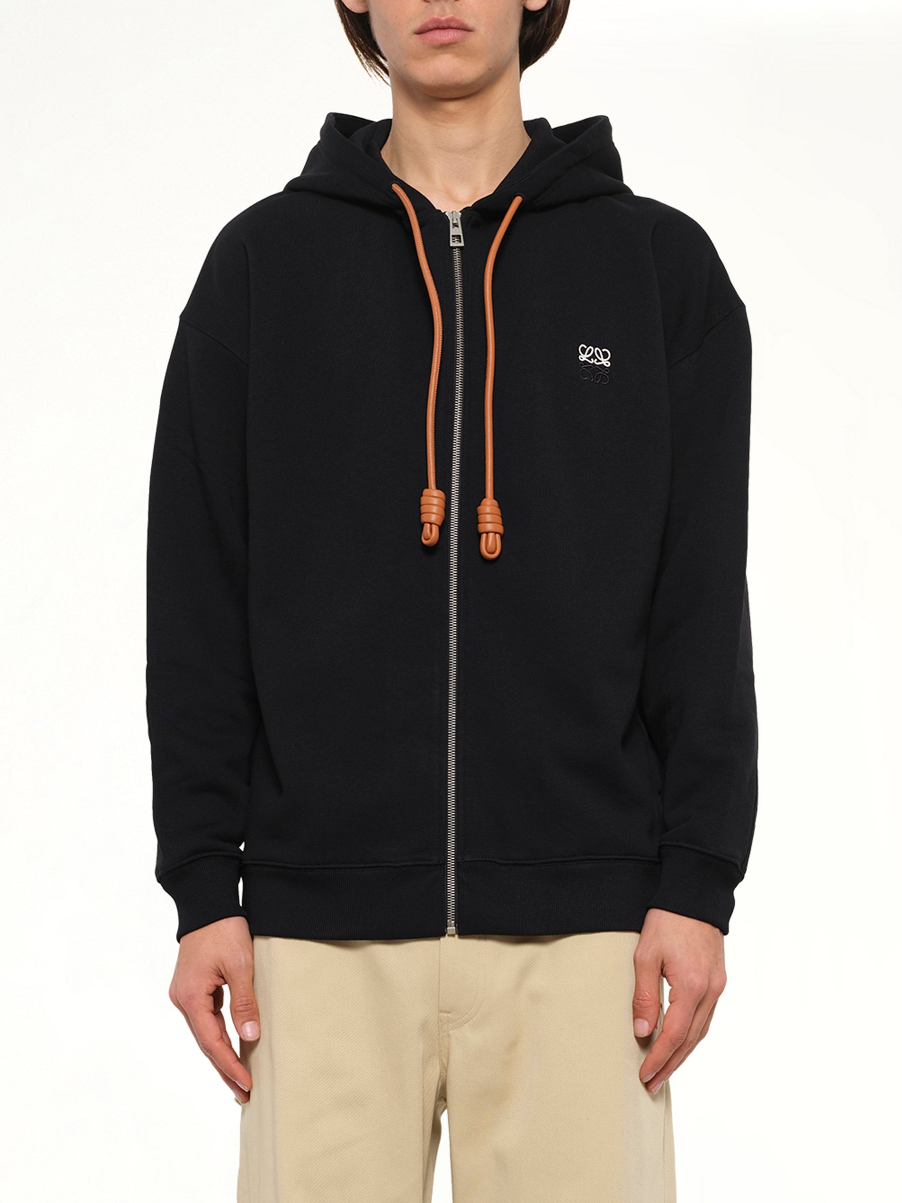 Zip-Up Hoodie in Black