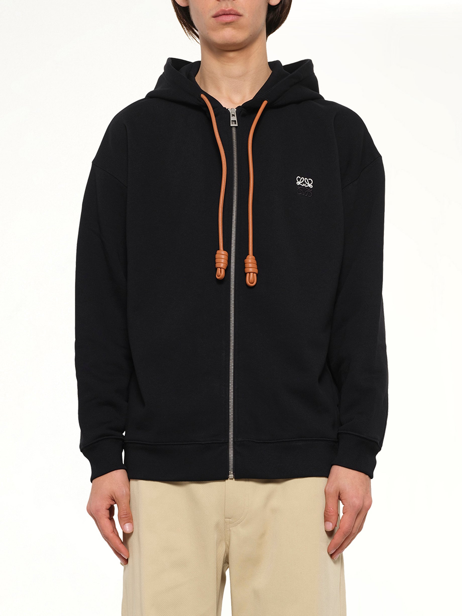 Zip-Up Hoodie in Black