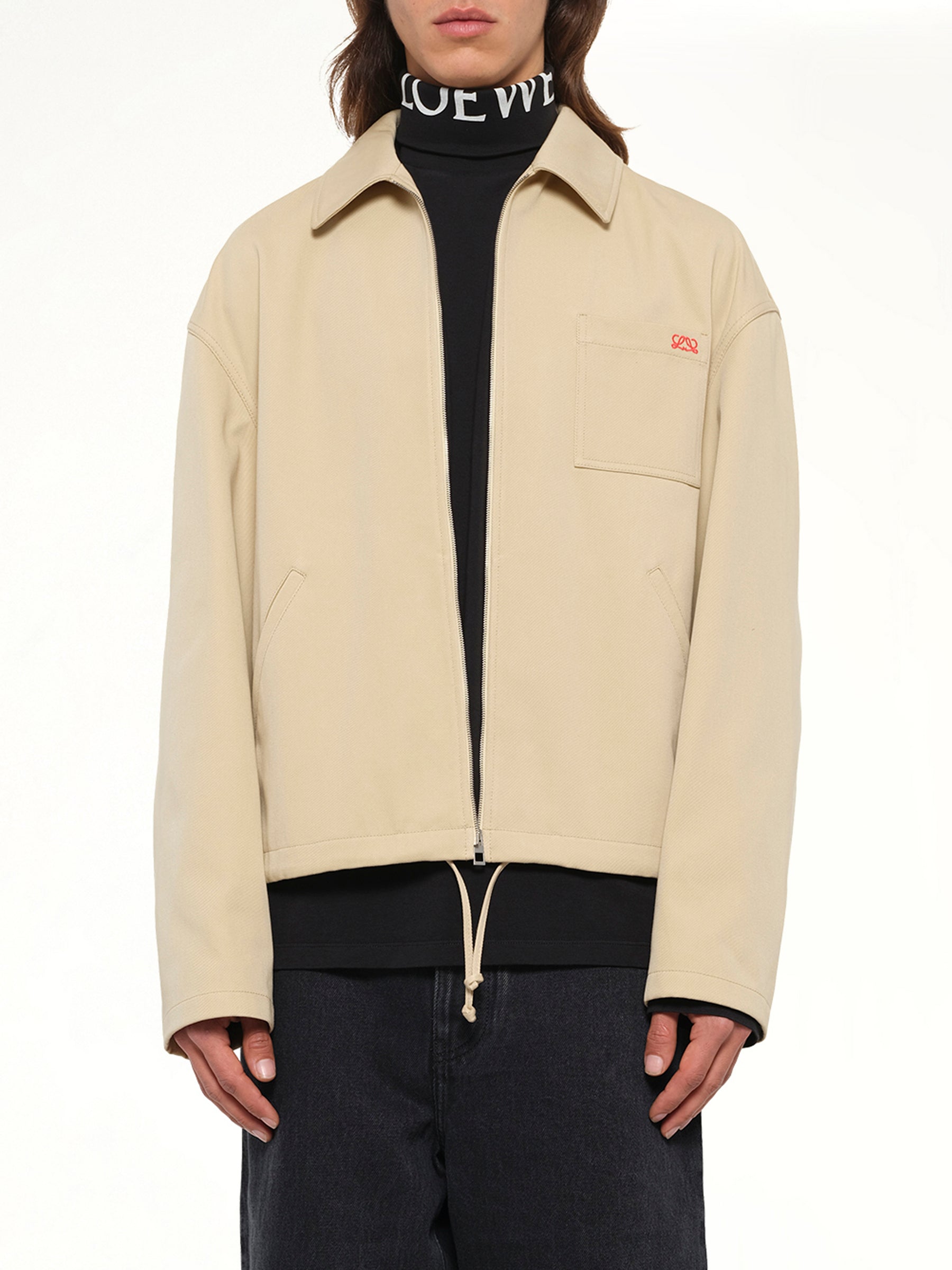 Zip-Up Jacket in Beige