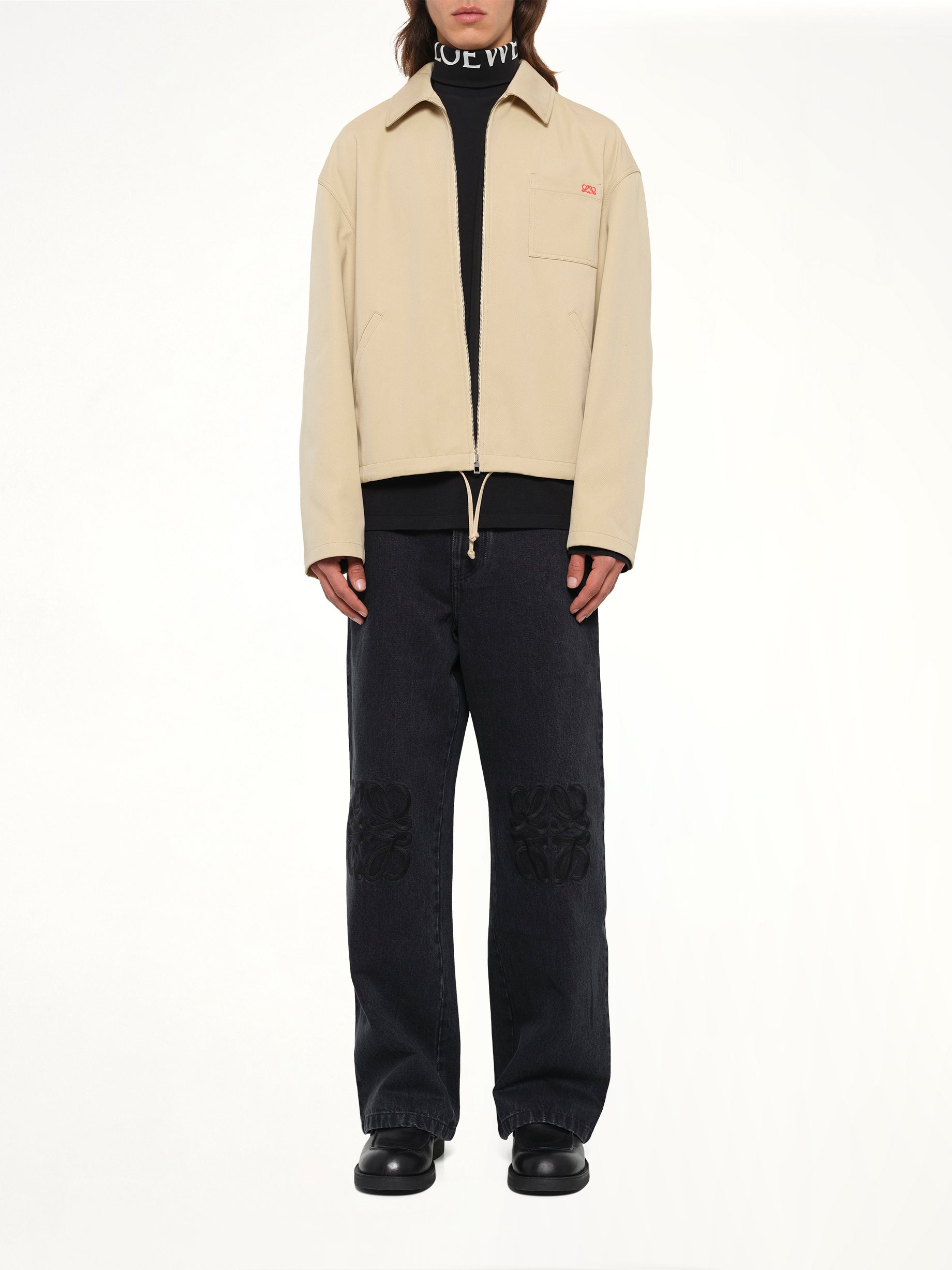 Zip-Up Jacket in Beige