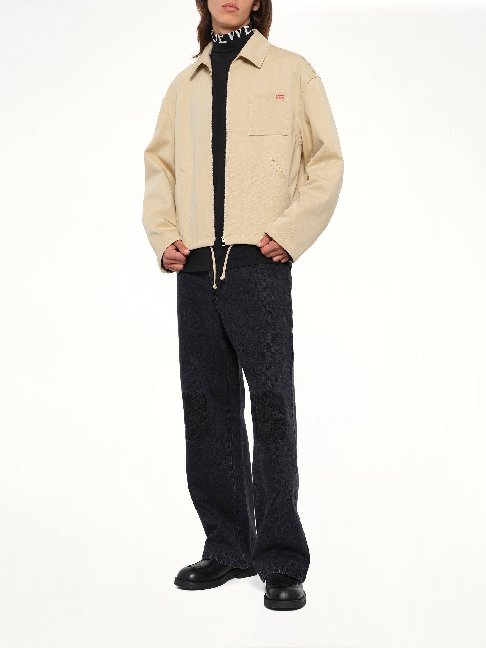 Zip-Up Jacket in Beige