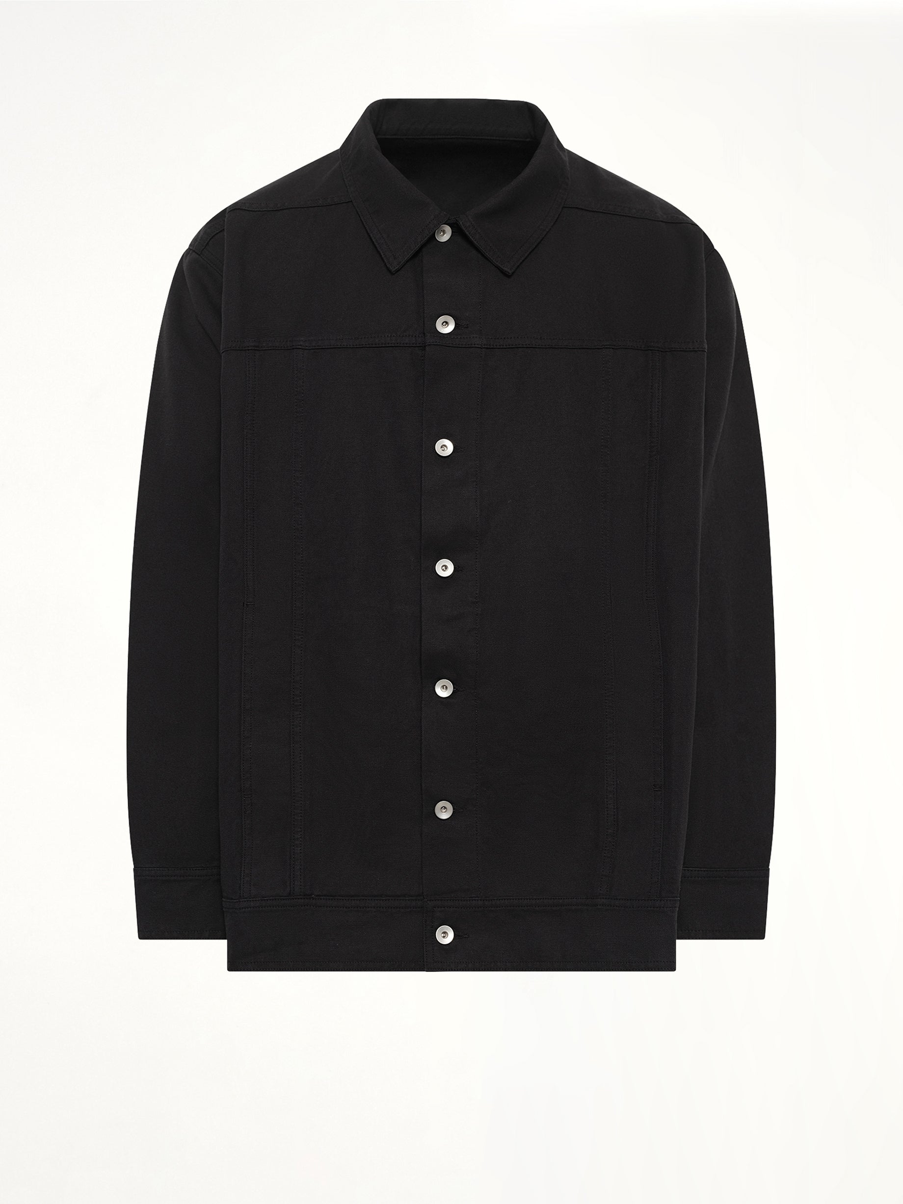 Cotton Canvas Jumbo Worker Denim Jacket in Black