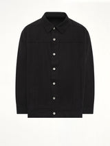 Cotton Canvas Jumbo Worker Denim Jacket in Black