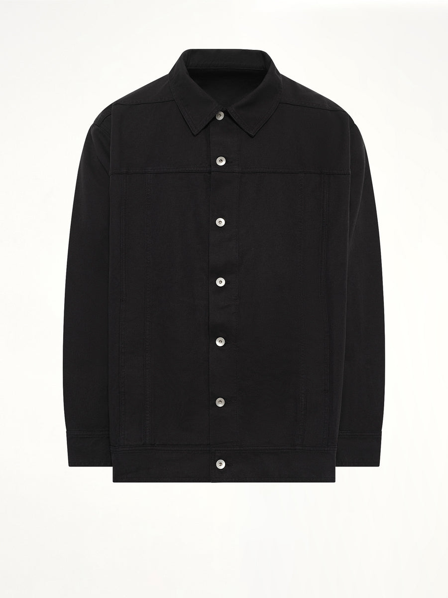 Cotton Canvas Jumbo Worker Denim Jacket in Black