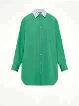Cotton Poplin Shirt Dress in Green