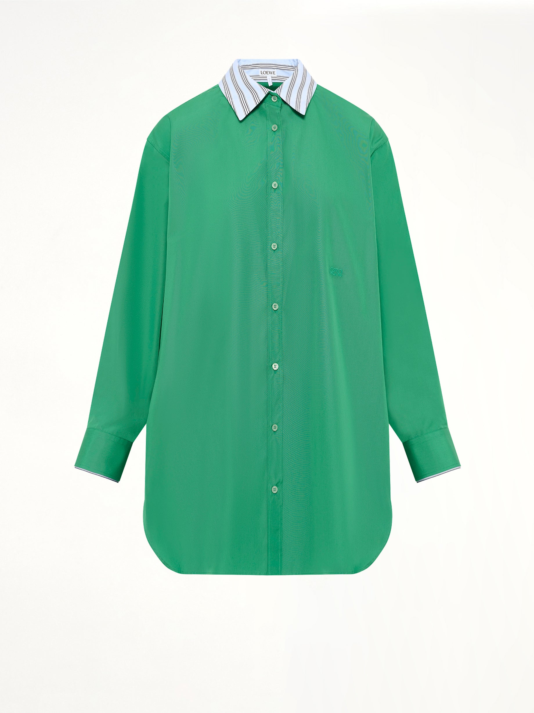 Cotton Poplin Shirt Dress in Green