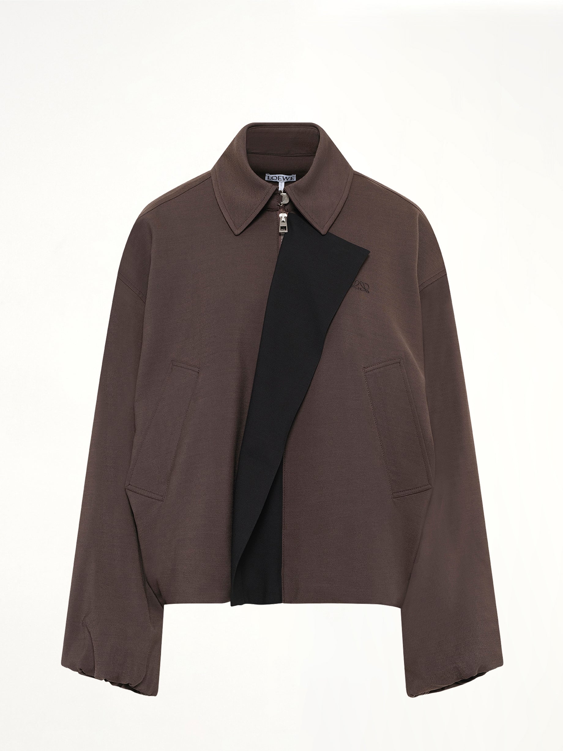 Fluid Viscose & Wool Jacket in Brown